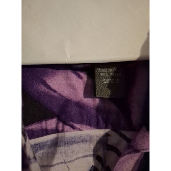 Additions By Chicos Purple Abstract Floral Long Sleeve Shirt Size 2 Chest 20... - Picture 3 of 5